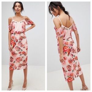ASOS Pink Floral Midi Dress